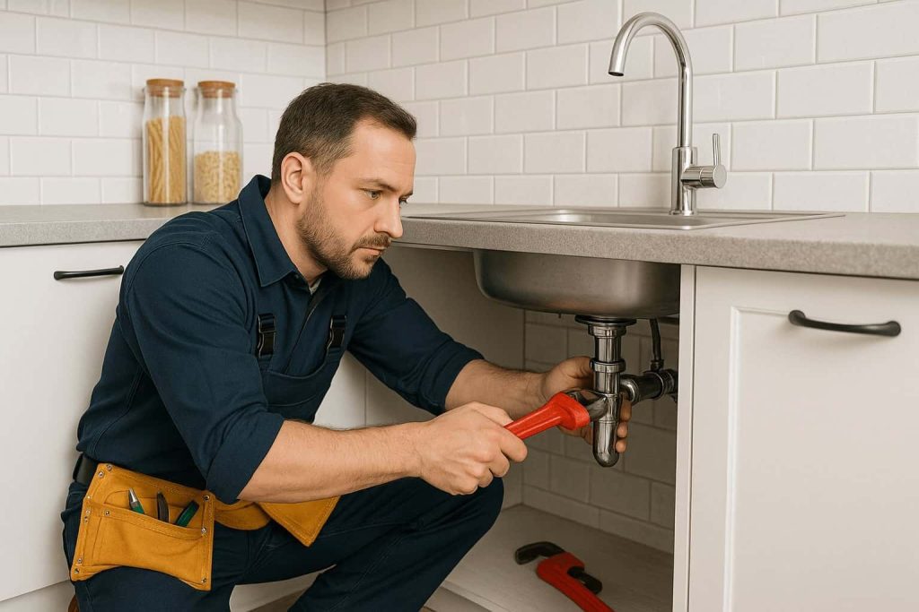 Plumber Fixing Sink Drain